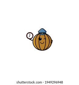 Cute Police Pumpkin Cartoon Character Vector Illustration Design. Outline, Cute, Funny Style. Recomended For Children Book, Cover Book, And Other.