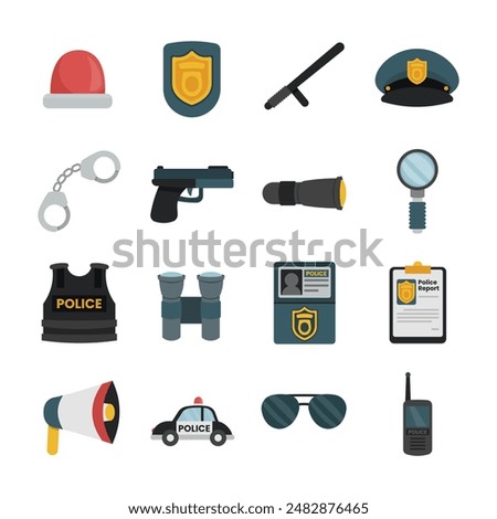 Cute Police Supply Vector Set