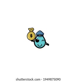 Cute Police Water Cartoon Character Vector Illustration Design. Outline, Cute, Funny Style. Recomended For Children Book, Cover Book, And Other.