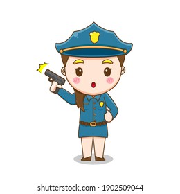 Cute Police Woman Vector Illustration Chibi Stock Vector (Royalty Free ...