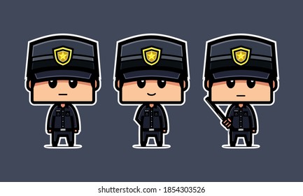 Cute policeman cartoon character. Illustration vector 