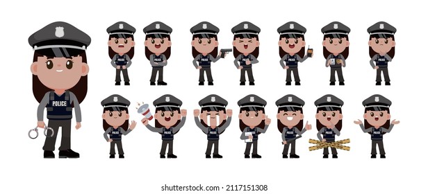 Cute policeman with different poses