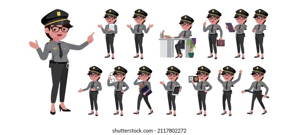 Cute policeman with different poses
