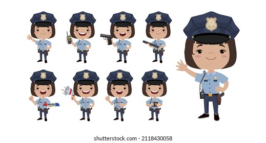 Policía con poses diferentes