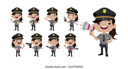 Policía con poses diferentes