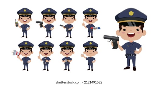 Polizist mit unterschiedlichen Posen schmieden