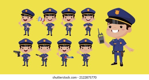 Policía con poses diferentes
