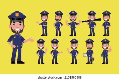 Cute policeman with different poses