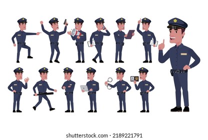 Cute policeman with different poses