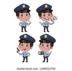 Cute policeman with different poses