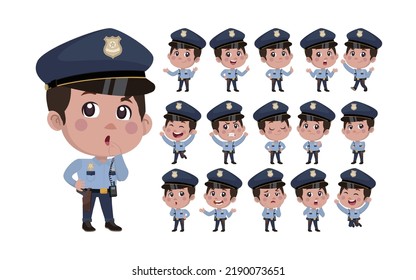 Cute policeman with different poses