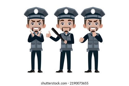 Cute policeman with different poses