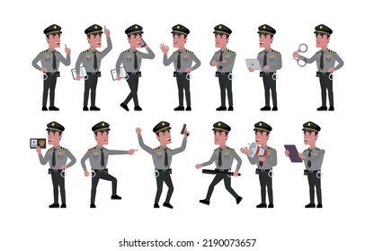 Policía con poses diferentes