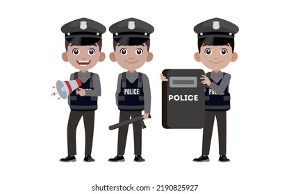 Cute policeman with different poses