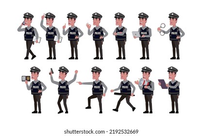 Cute policeman with different poses