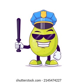 Diseño de ilustración vectorial de dibujos animados con peras de policía. Concepto de carácter mascota de frutas vector aislado