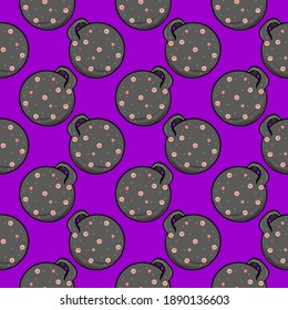 Cute polka dot barbell , nahtloses Muster auf violettem Hintergrund.