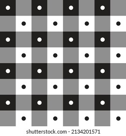 Cute Polka Dot Circle Geometric Element Black and White BW Checkered Gingham Pattern Cartoon Illustration, Mat, Fabric, Textile, Scarf, Wrapping Paper