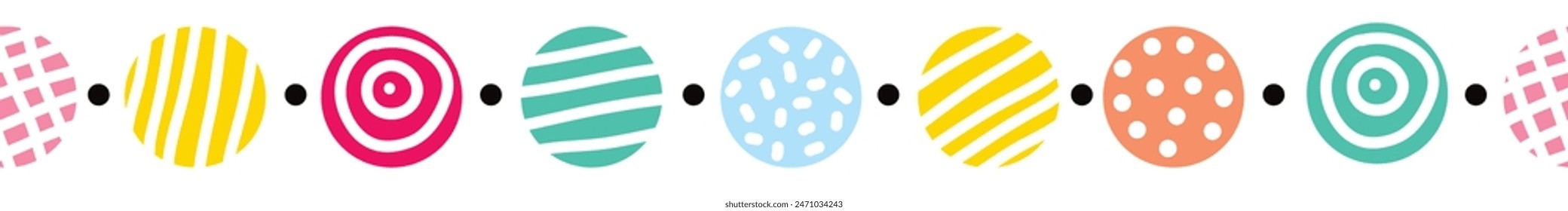 Cute polka dots. Abstract seamless horizontal border.  Can be used in textile industry, paper, background, scrapbooking.