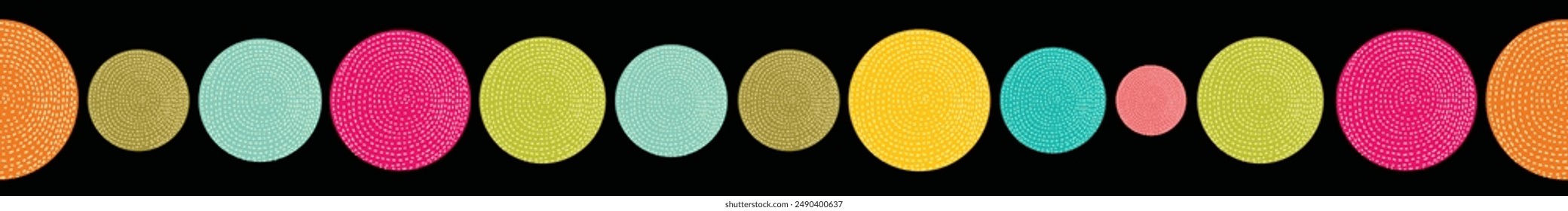 Cute polka dots. Abstract seamless horizontal border.  Can be used in textile industry, paper, background, scrapbooking.