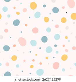 Cute Polka Dots Seamless Pattern with Pastel Color. Dot Shapes Background. Can used for wrapping paper, Wallpaper, Print, etc