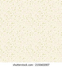 Cute Polka weist einen nahtlosen Vektormuster-Hintergrund auf. Random lackierte pastellrosa, goldene, gelbe Punktformen Hintergrund. Dense Kreis Konfetti Textur. Texturdesign-Element im Grafikstil.