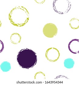 Cute Polka Dots. Vector Endless Repeat Print. Bright Design. White Abstract Background With Watercolor Fall Chaotic Shapes. Trend Vintage Packaging. Chalk Brush Rounds, Confetti.
