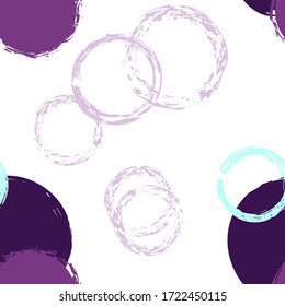 Cute Polka Dots. Vector Endless Repeat Print. Bright Ornament. White Abstract Background With Watercolor Fall Chaotic Shapes. Grunge Vintage Fabric. Chalk Brush Rounds, Confetti.
