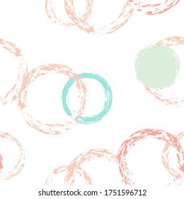 Cute Polka Dots. Vector Endless Repeat Print. Color Ornament. White Abstract Background With Watercolor Fall Chaotic Shapes. Grunge Retro Giftwrap. Chalk Brush Rounds, Confetti.
