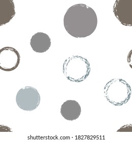 Cute Polka Dots. Vektor-Endlose Wiederholung Drucken. Farbdekor. Abstrakter weißer Hintergrund mit Aquarellfarben fällt Chaotic-Formen. Modernes künstlerisches Textil. Chalk Brush Rounds, Confetti.
