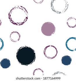Cute Polka Dots. Vector Endless Repeat Print. Vivid Illustration. White Abstract Background With Watercolor Fall Chaotic Shapes. Summer Retro Surface. Chalk Brush Rounds, Confetti.
