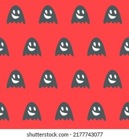 Cute Poltergeist Ghost Boo Red Seamless Pattern For Halloween Design