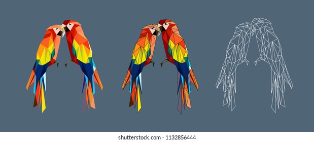 Cute polygonal parrots