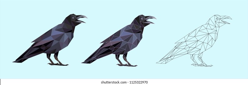 Cute polygonal raven