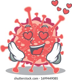 Cute polyploviricotina cartoon character has a falling in love face