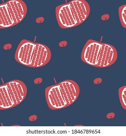 Cute pomegranate Fruit Seamless Summer Pattern.