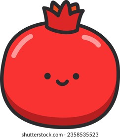Cute pomegranate icon. Vector illustration, flat design