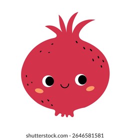 Cute pomegranate in kawaii style.