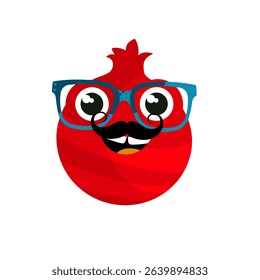 Cute pomegranate in kawaii style - vector illustration