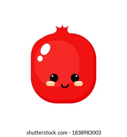 Cute Pomegranates Fruits Mascot Illustration Vector