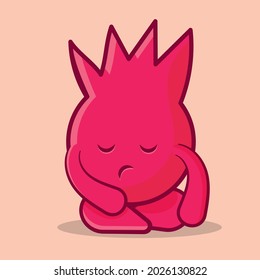 cute pomegranates mascot with sad gesture isolated vector illustration 