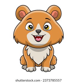 Cute pomeranian dog cartoon on white background
