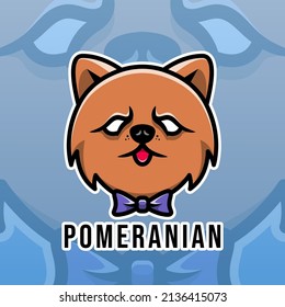 Cute Pomeranian dog head mascot logo, Vector illustration eps.10