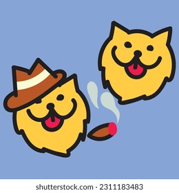Icono De Ilustración Del Vector De Cabeza De Perro De Pomerania 