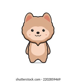 Cute pomeranian dog mascot cartoon icon logo clip art illustration. Design isolated flat cartoon style