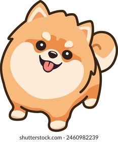 Lindo perro Pomeranian mostrando la lengua hacia fuera