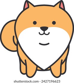 Cute pomeranian dog vector illustration. Cute cartoon dog in flat style.