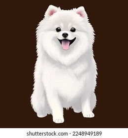 cute pomeranian drawn digital painting watercolor illustration