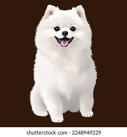 cute pomeranian drawn digital painting watercolor illustration