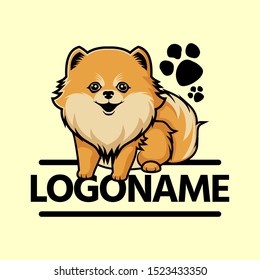 cute pomeranian logo, cartoon vector